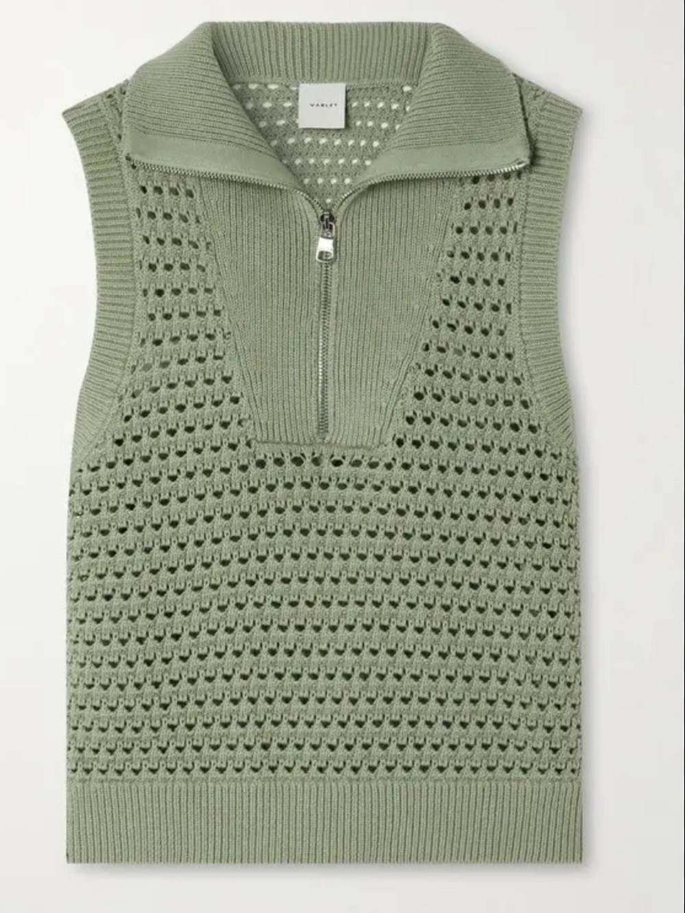NWOT Varley Knit Green Bains Half Zip Tank